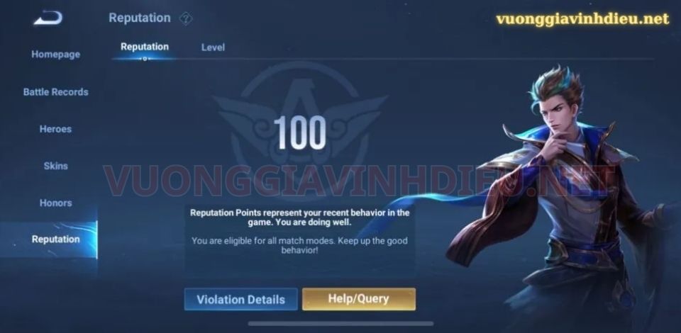 Cách hoạt động của điểm uy tín trong Vương Giả Vinh Diệu