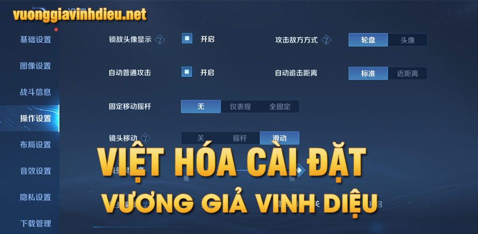 Việt hóa cài đặt vương giả vinh diệu