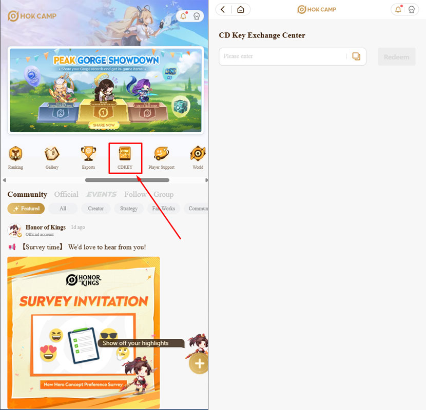 Truy Cập Trang Chủ HOK Camp Để Nhập Code