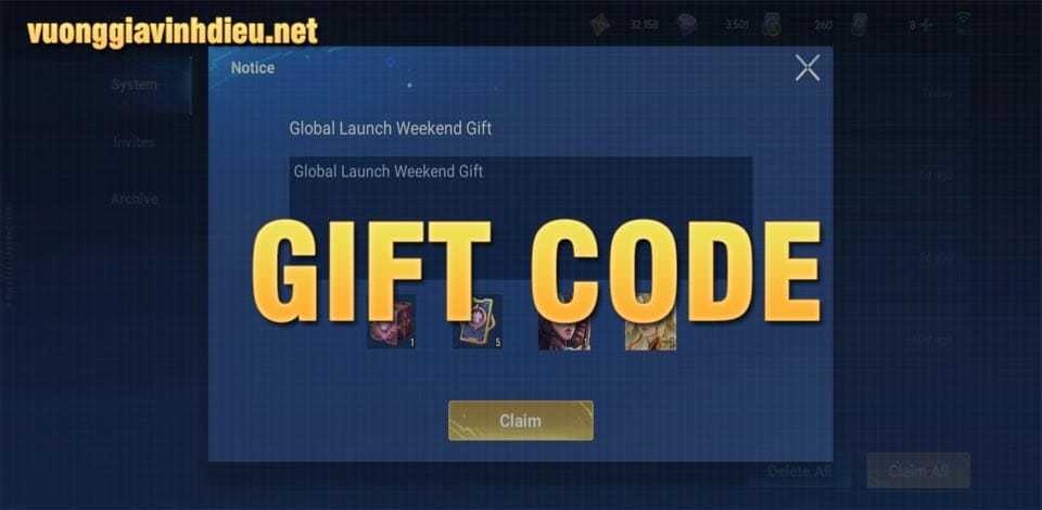 Code Vương Giả Vinh Diệu