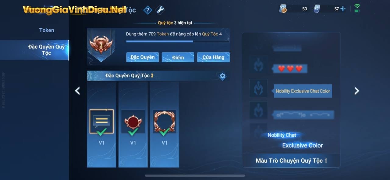 hệ thống quý tộc vương giả vinh diệu 3