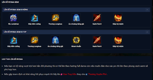 Lên đồ Ryoma chi tiết