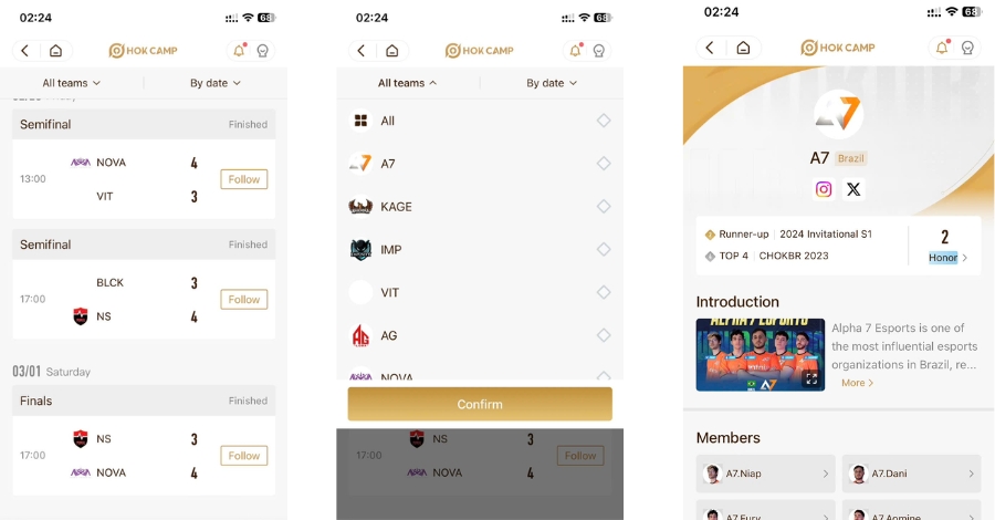 HOK Camp cập nhật chi tiết đầy đủ thông tin về các trận đấu
