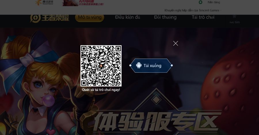 Người chơi có thể quét mã sau đây để tải phiên bản máy chủ thử nghiệm về máy