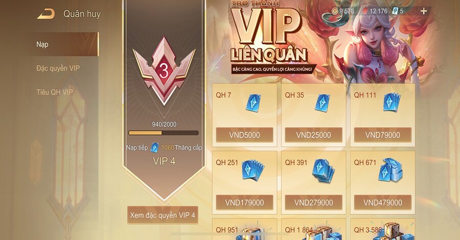 Ngoài quà tặng, VIP còn trao cho người chơi không ít đặc quyền