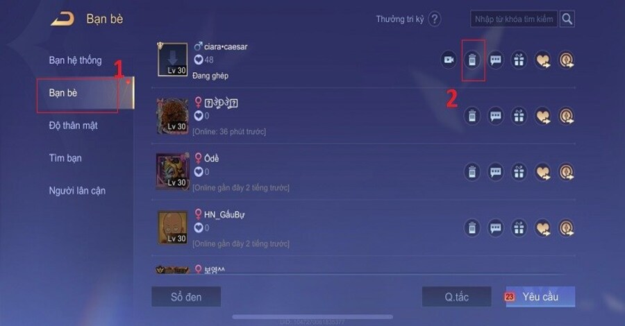 Xóa bạn với hệ thống thông thường